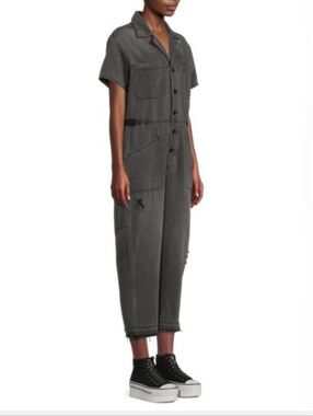 Anthropologie Pistola Gray Short-Sleeve Denim Jumpsuit Size XS Streetsyle